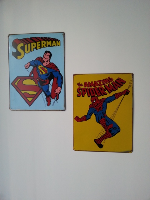 Plaques en émail Super Heros Superman Spiderman