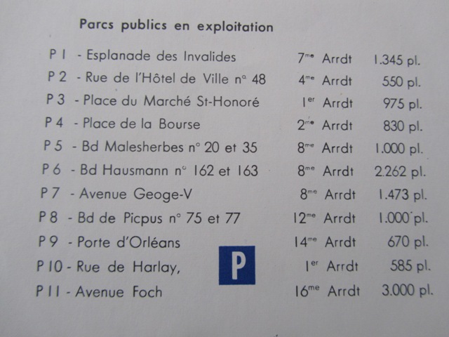 Les Parkings de Paris avant 1969